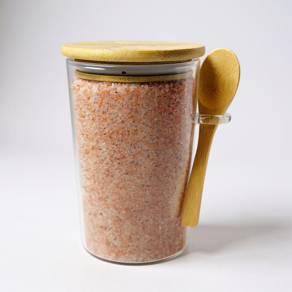 Vanilla Aromatherapy Pink Himalayan Bath Salt (Bath Soak), Gift Ready with Reusable Bamboo lid Glass jar