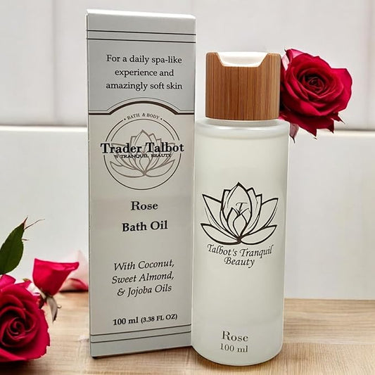 Rose Bath Oil with Coconut, Sweet Almond & Jojoba Oils